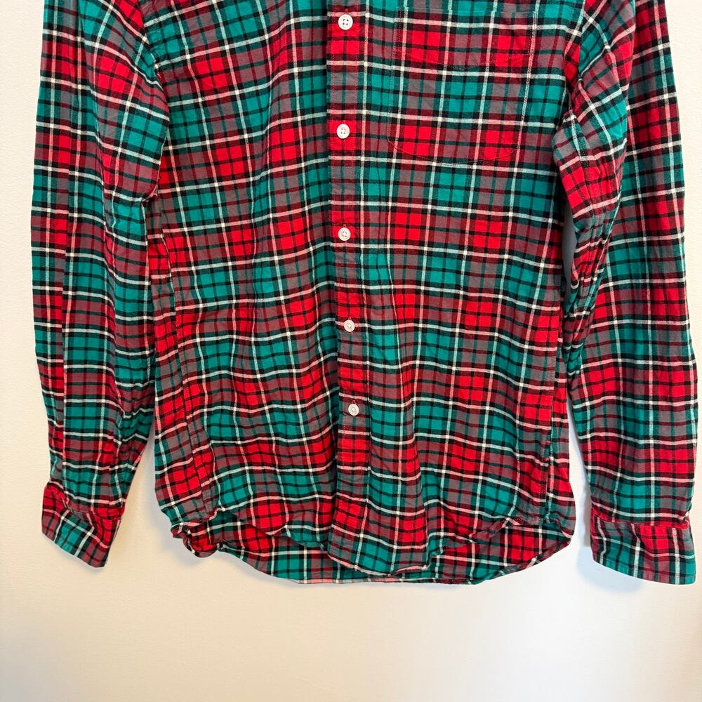 J. Crew Men's Oxford Plaid Cotton Button Down Shirt In Red Green Size Small - Picture 4 of 9